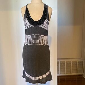 Gray and Black Tie-Dye Mini Dress